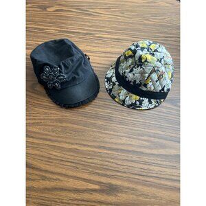 Vera Bradley set of two hats black with black beads and quilted